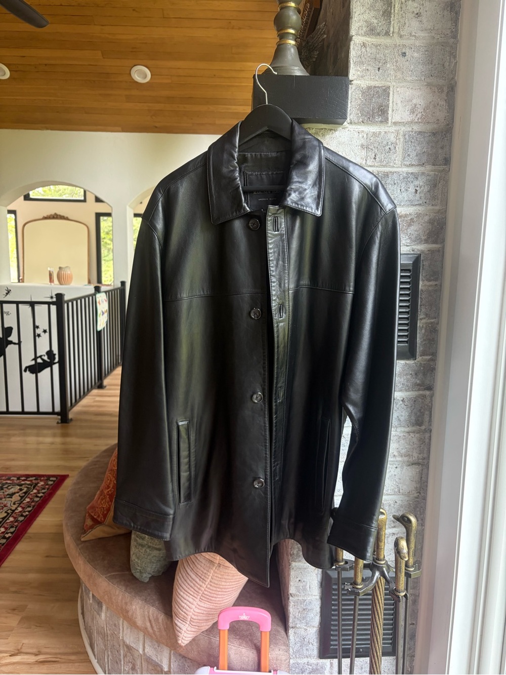Marc New York Black Leather Button-Front Jacket
